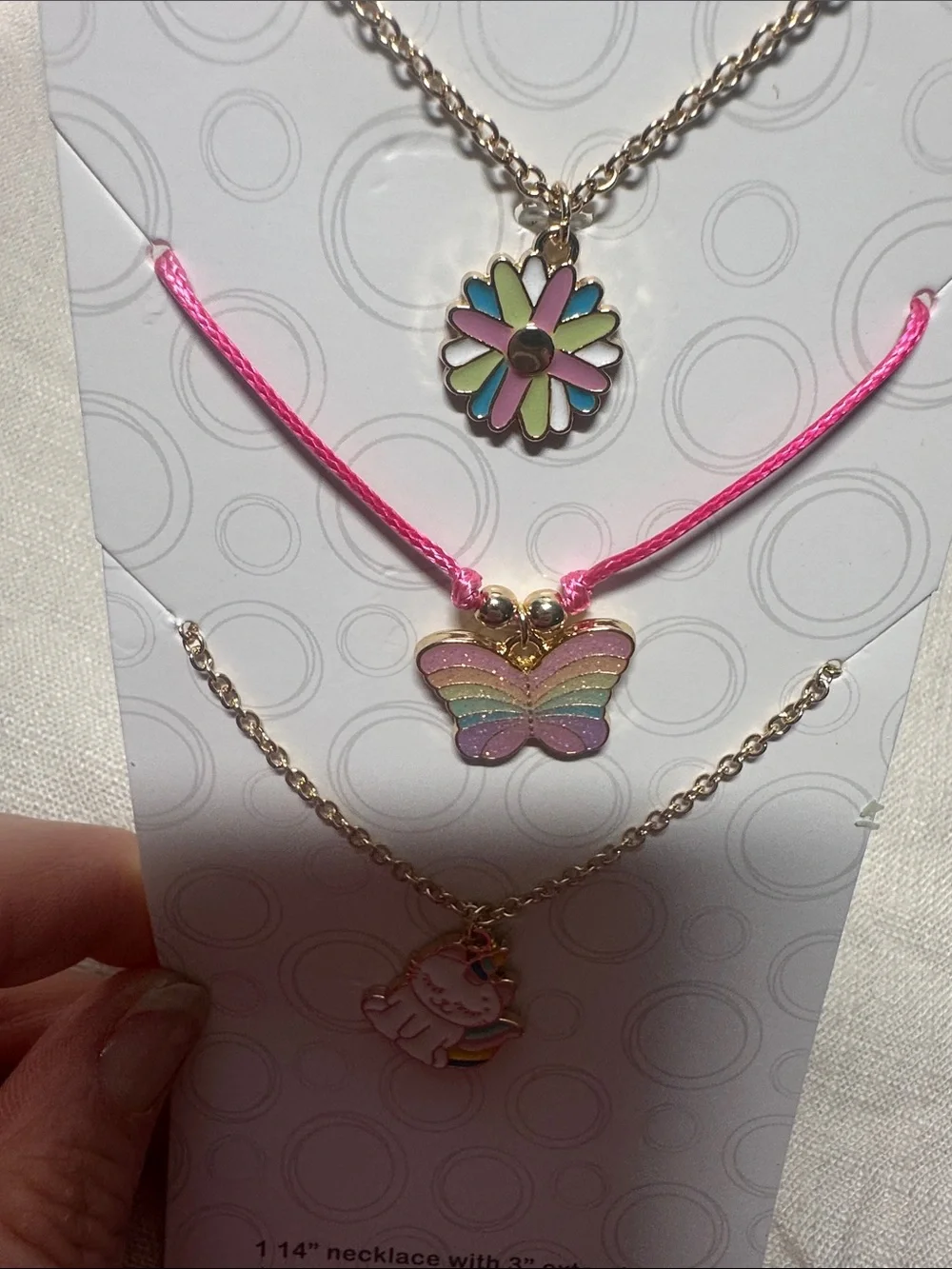 Claire's Teal Press-On Nails with Multicolor Rainbow & Butterfly Necklace Set